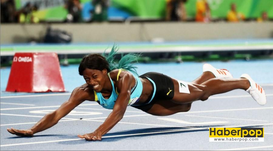 Olimpiyatlarda koşucu kadın bitiş çizgisine balıklama atladı haberi oku