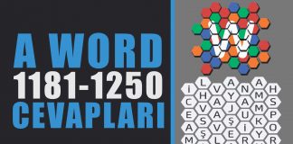 a Word Kelime Bulmaca Oyunu Tüm bölüm Sonu Cevapları 1181 ile 1250 arası cevaplar