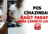 Pos cihazına kağıt para sokan genç